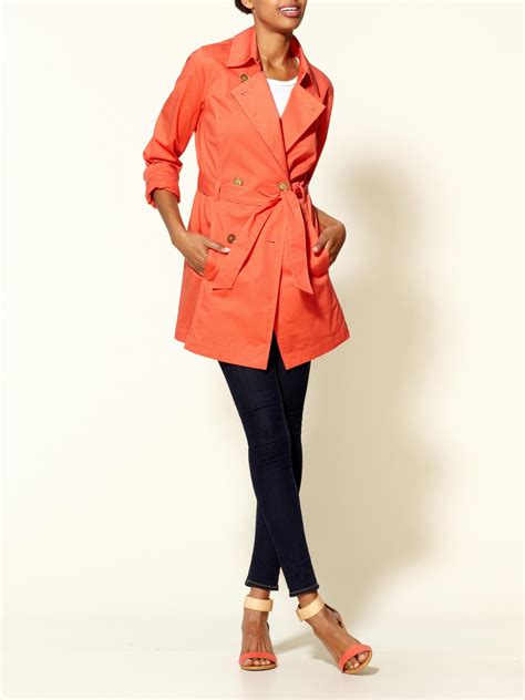 michael kors orange trench coat|michael kors denim trench coat.